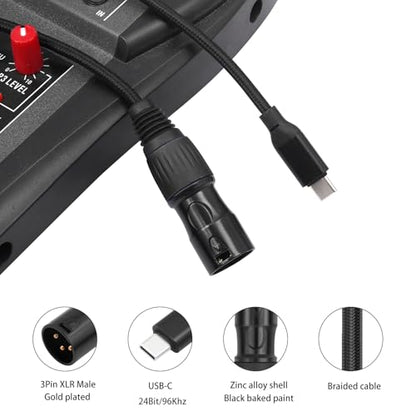 10FT USB-C to XLR Male Cable, USB-C to XLR Male Adapter Cable for Active Speakers, Mixers, Power Amplifiers, and Professional Audio Equipment - size: XLR Male, style: 10FT