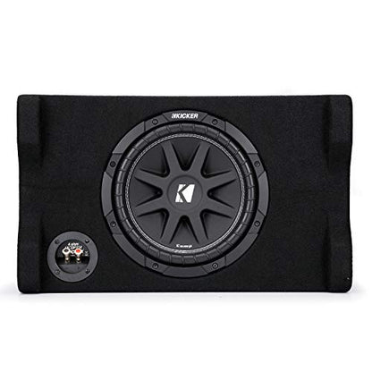 Kicker 48CDF104 Comp 10" Subwoofer Down-Firing Enclosure 4 Ohm (Renewed) | Loaded 10 inch sub and box combo ready to wire, floor-facing bass output, fits trunks and cargo areas, simple amp hookup