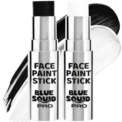 Blue Squid PRO Black and White Face Paint Stick - Waterproof Body Paint For Adults & Kids Eye Black Baseball, Eyeblack Softball -Hypoallergenic Twist-Up Non-Toxic Makeup Stick - Cosplay, Sports & SFX - color: Black & White