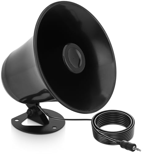 PYLE Pyramid Outdoor Trumpet Car Horn Speaker - 5” Pa Horn Speaker w/ 8 Ohms Impedance, 15 Watt Power, Adjustable Bracket, 10' Pre-Wired Cord, 3.5mm Mono - Pa Speaker for Cb Radio Car Siren System-SP5
