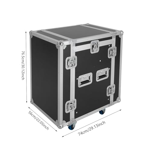 10U PA DJ Rack/Road ATA Case, Network & Stereo Rack with Slant Mixer Tops, Heavy-Duty DJ Work Table Rolling Studio Equipment Cabinet, Amplifier Mixer Storage Stand for Pro Tour Grade, Live Sound - size: 10U