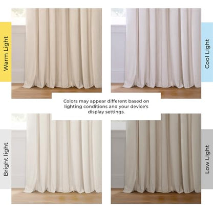 HPD Half Price Drapes Signature Grommet Blackout Velvet Curtains 84 Inches Long Heat & Full Light Blocking Blackout Curtains for Bedroom & Living Room (1 Panel), 50W x 84L, Ecru - color: Alabaster Beige, size: 50"W x 84"L (Pack of 1)