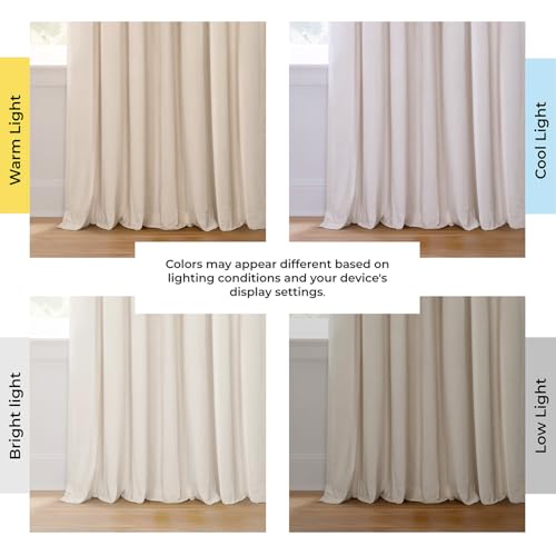 HPD Half Price Drapes Signature Grommet Blackout Velvet Curtains 108 Inches Long Heat & Full Light Blocking Blackout Curtains for Bedroom & Living Room (1 Panel), 50W x 108L, Ecru - color: Alabaster Beige, size: 50"W x 108"L (Pack of 1)