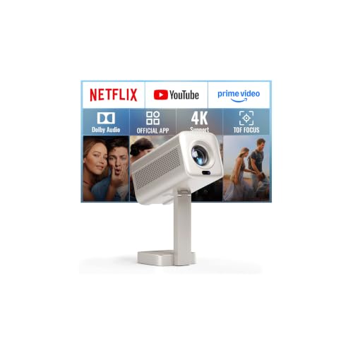 [Compatible with Netflix & TOF Real-time Focus] Mini Projector with WiFi and Bluetooth, XuanPad Gold Smart Projector 4K Support, Dolby Audio & Keystone , 210° Rotatable Stand for Home - color: Gold Smart Projector