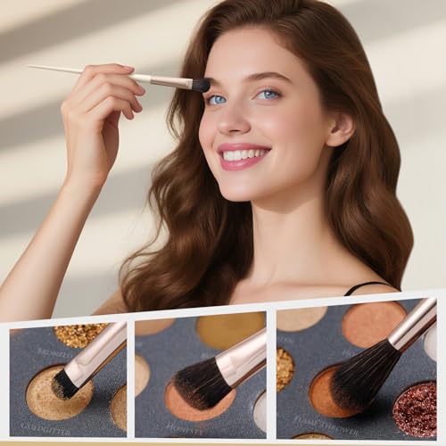 DUcare 30Pcs Professional Makeup Brushes Set, Large Foundation Powder Contour Concealer eyeshadow Blush EyeLiner Make up Brushes,Premium Synthetic hair,Vegan Cruelty-free - color: beige