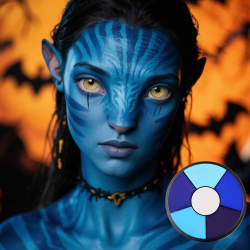 Blue Face Body Paint, 6 Colors Body Paint SFX Makeup Palette | Cream Washable Blue Face Paint for Halloween Costume Cosplay, Body Paint Kit for Clown, Skeleton Halloween SFX Makeup - color: Avatar Makeup