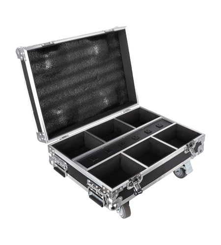 Rockville FLIP CHARGE CASE Charging Travel Road Case For (6) FLIP PAR Lights | Built-in Power Strip, Shockproof Foam, Rolling, Wheels with Brakes, Stackable, Aluminum Frame, Butterfly Locks, Drop-Tested