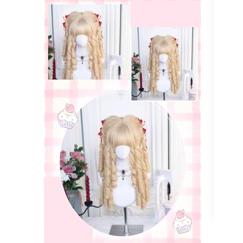 Blonde Roman Roll Lolita Wig Retro Victorian Long Curly Synthetic Hairpiece Costume Hair for Tea Party - color: Blonde