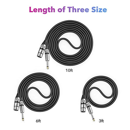 6FT XLR Female to 1/4 inch 6.35mm TS Mono Jack Unbalanced Microphone Cable Cord Wire, Quarter inch TS Female Mic Cord for Dynamic Microphone - size: 6FT, style: Female