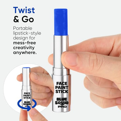 Blue Squid PRO Blue Face Paint Stick - Waterproof Blue Body Paint for Skin Adults & Kids Eye Black Baseball, Eyeblack Softball - Hypoallergenic Twist-Up Non-Toxic Makeup Stick for Cosplay, Sports, SFX - color: Blue