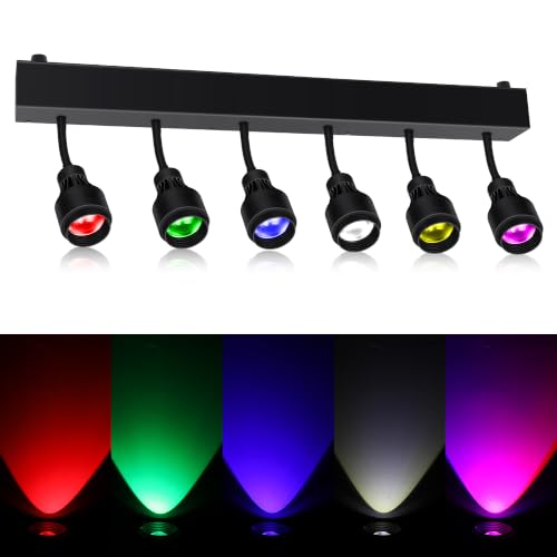 LED Pinspot Lights,160W 6PC RGBW 4IN1 LED Stage Pinspot Light Bar 15°~60° Manual Zoom Disco Ball Pin Spot Lights DMX Sound Activated Spotlight for Party Wedding Church Stage DJ Club Bar