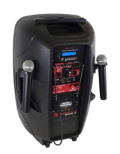 Rockville RAM15BT 15" Rechargable Powered 800W PA Speaker, 2 Mics, Bluetooth - size: 15 inch