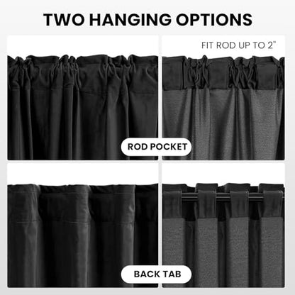 Dreaming Casa Velvet Room Darkening Curtains 96 Inch Long, 1 Panel, Black | Rod Pocket & Back Tab Top, Blackout Thermal Insulated Window Treatment Drapes for Living Room Bedroom, Each 100"W x 96"L - color: Black, size: 100"W x 96"L (Pack of 1)