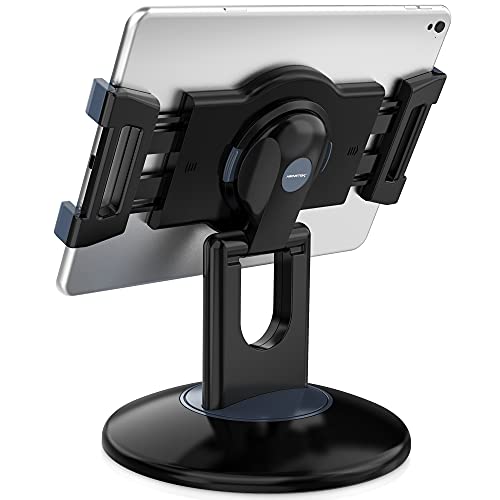 AboveTEK Retail Kiosk iPad Stand, 360° Rotating Commercial POS Tablet Stand, Fits 6"-13" (Screens) iPad mini Pro-Business Swivel Tablet Holder, for Store Office Reception Kitchen Desktop (Black) - color: Black