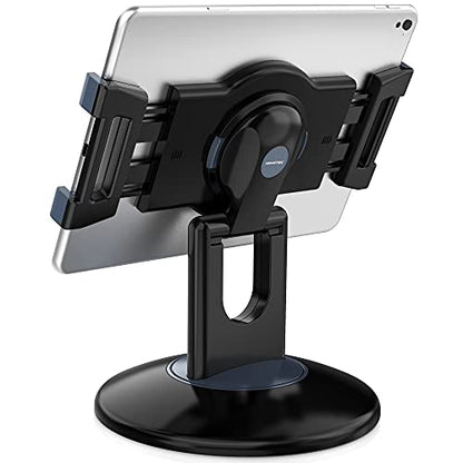 AboveTEK Retail Kiosk iPad Stand, 360° Rotating Commercial POS Tablet Stand, Fits 6"-13" (Screens) iPad mini Pro-Business Swivel Tablet Holder, for Store Office Reception Kitchen Desktop (Black) - color: Black