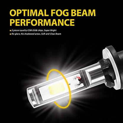 AUXLIGHT 880 890 899 892 893 884 885 LED Fog Light Bulbs 6000K Xenon White, Super Bright High Power COB Chips LED Fog Daytime Running Lights DRL Bulbs Replacement for Cars, Trucks (Pack of 2) - size: 880 / 899