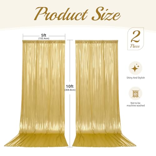10x10ft Gold Backdrop Curtains Glitter Sequin Photo Backdrop Curtain Fabric Gold Shimmer Drapes Backdrop Bridal Baby Shower Wedding Birthday Party Photography Backdrops Photoshoot 5x10FT, 2 Panels - color: Gold, size: 10 ft X 10 ft(2 Panels 5ft X 10ft)