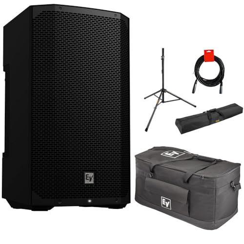Electro-Voice EVERSE 12 Battery-Powered Loudspeaker with Bluetooth Audio Bundle Padded Duffle Bag, SS-47S Speaker Stand with Tripod Base, 51" Stand Bag, and 20-Inch XLR-XLR Cable - size: 12-Inch