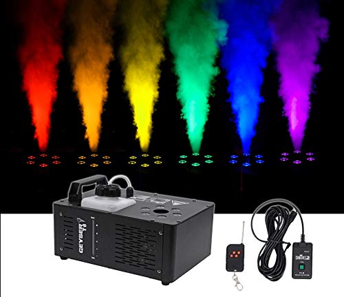 Audiosavings Bundle: Chauvet DJ Geyser T6 Fog Machine with RGB LED Pyrotechnic Effect and Remote Bundle with Rockville BAG1200 Waterproof Travel Bag with Fluid Compartment (2 Items)