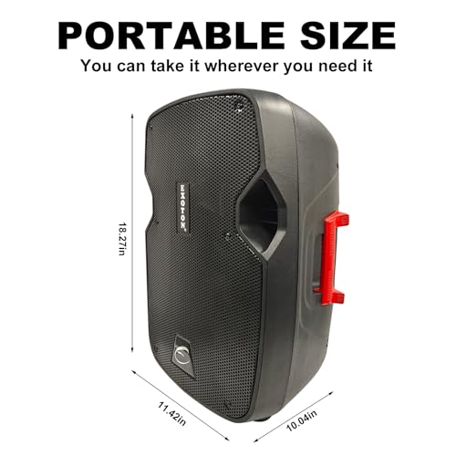 EXOTON 10 inch Professional Dual Powered PA Speakers, 2-Way Active&Passive Loudspeakers, PA System Combo Set with Microphone/Tripods/Remote Control/Bluetooth/USB, Indoor&Outdoor