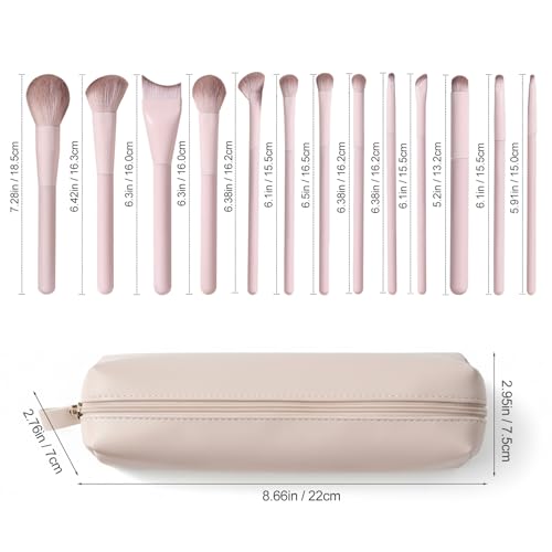 Kingtree Travel Makeup Brush Set, 13PCS Portable Makeup Brushes with Pouch | Easy-taken Makeup Brushes with Bag, Professional Travel Brush Set for Make Up, Full Face Cosmetic Brushes for Girls Beginners