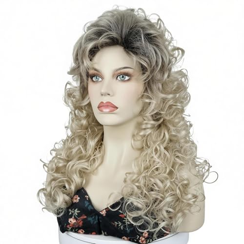 Aimole Long Curly Wigs Synthetic Ombre Blonde Cosplay Women Wig Heat Resistant Hair (TT1654) - color: #TT1654