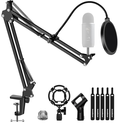 InnoGear Microphone Stand Boom Arm Mic Stand Desk for Blue Yeti, Large | Pop Fiilter and Shock Mount Included, for Desk Thickness Within 2", Stable with Heavy Mics, Work with Fifine Shure - size: Large