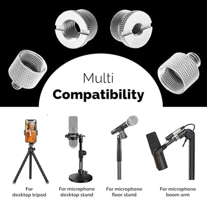IXTECH Mic Stand Adapter Set - 8 Piece Metal Tripod Adapter Kit - 5/8 Female to 3/8 Male & 1/4 Female to 5/8 Male - ADP02A Silver - color: 10 ADAPTER