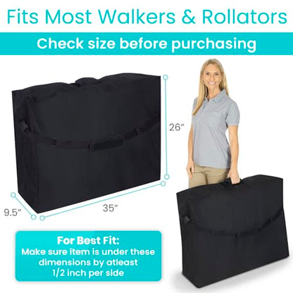 Vive XL Carry & Travel Bag for Rollator Walkers & Transport Chairs - Cover Carrier Accessory for Car Travel, Storage, Seniors - Accessories - Waterproof with Padded Straps