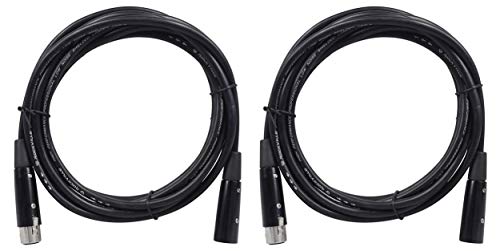 Rockville RDX5M10 2-Pack 10' 5-Pin Male-Female DMX Lighting Cable, 100% OFC