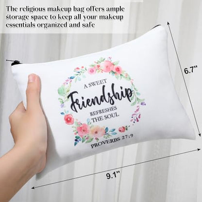 Reginary 12 Pieces Sisters in Christ Makeup Bags Christian Gifts for Women Christian Secret Sister Cosmetic Bags Inspirational Religious Valentine Mother's Day Birthday Gift for Best Friends - style: Sisters in Christ