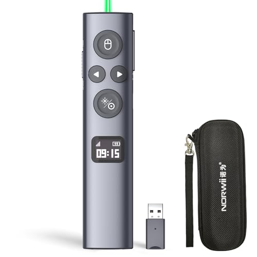 Norwii N95s Presentation Clicker for PowerPoint with Digital Laser Pointer - color: Green - BLE&USB-A