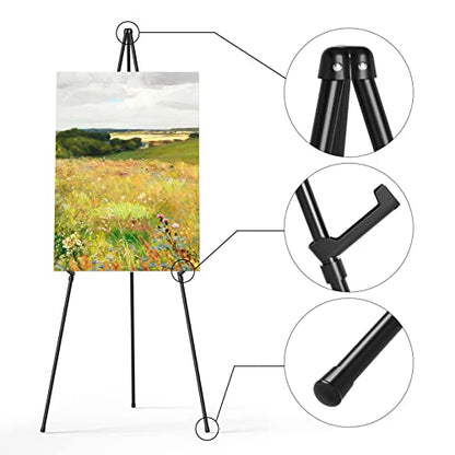 Easel Stand for Sign, Aredy 63" Portable Painting Easel, Lightweight Metal Easels for Painting Canvas, Wedding Sign (2 Pack) - style: 2 pack