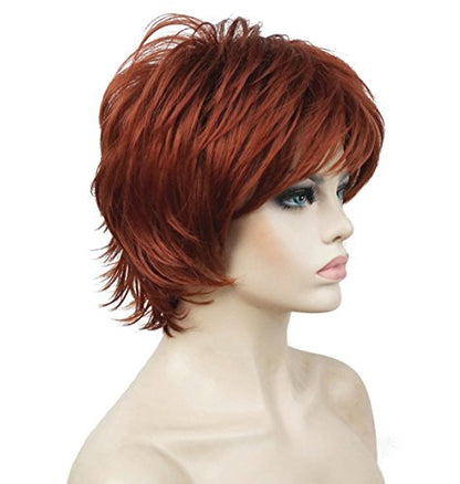 Lydell Short Layered Shaggy Wavy Full Synthetic Wigs 130 Copper Red - color: #130 Copper Red