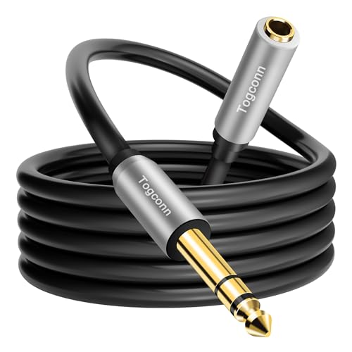 1/4 inch Extension Cable 35 Feet, 6.35mm 1/4" TRS Male to Female Stereo Adapter Jack，Quarter inch Headphone Guitar Extension Cable, Hi-Fi Sound, Gold Plated Connectors, Oxygen-Free Copper OFC - size: 35 Feet