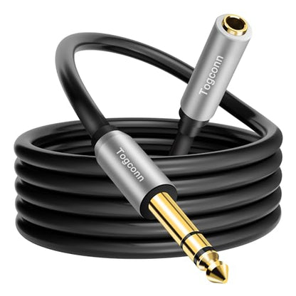 1/4 inch Extension Cable 10 Feet, 6.35mm 1/4" TRS Male to Female Stereo Adapter Jack，Quarter inch Headphone Guitar Extension Cable, Hi-Fi Sound, Gold Plated Connectors, Oxygen-Free Copper OFC - size: 10 Feet