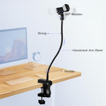 2-in-1 Podium Microphone Holder & Mic Holder -13.78" Flexible Gooseneck Desktop Mic Stands Holder for Lectern Podium Podcast Meetings Lectures Pulpit Streaming Gaming Studio (Upgrade) - color: Wall & Desk Clamp