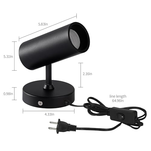 Aisilan LED Spotlight Uplighting Indoor, Plug in Wall Scones Accent Ceiling Spot Light Up Light Fixture for Plant Art Picture Gallery Paintings, CRI 97, 3000K, 12W, Black, 1 Pack - color: Black-Plug