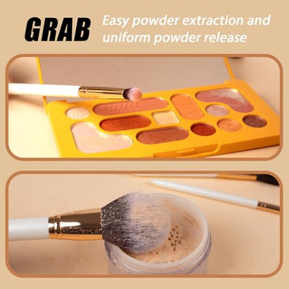 OMANIAC Makeup Brush Set Professional, 12 Pearlescent Wood Handle Makeup Brushes, Premium Cruelty-Free Synthetic Fiber Hair, Travel Make up Brushes Set with Case (White). - color: Rose Gold and White, size: 12pcs