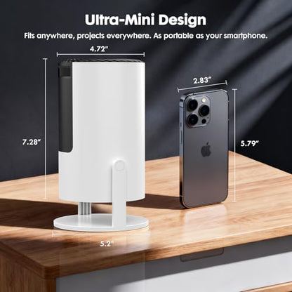 [Built-in Apps] Mini Projector with WiFi and Bluetooth, Native 1080P Portable Movie Projector for Bedroom, Android 12, Auto Vertical Keystone, 180° Rotation, Compatible with HDMI/USB/TV Stick/Laptop