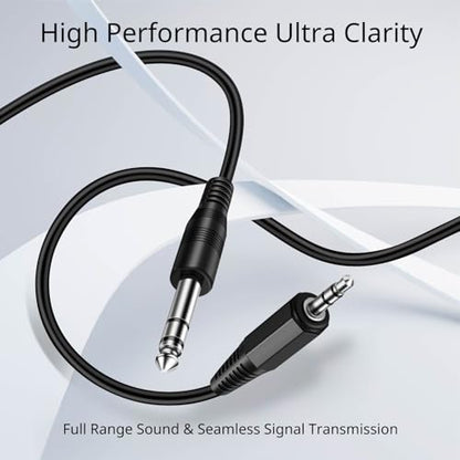TNP 3.5mm to 6.35mm Bidirectional Stereo Audio Cable, Male to Male, 10 Feet | Quarter Inch to Headphone Jack Cord Connects Compatible Aux Devices, Amps, Speakers, Guitars, Keyboards, and Mixers - size: 10 Feet