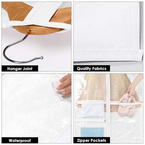 Univivi 40 Inch Dance Costume Garment Bags for Dancers, White, 8 Pack - color: White, size: 8 Pack