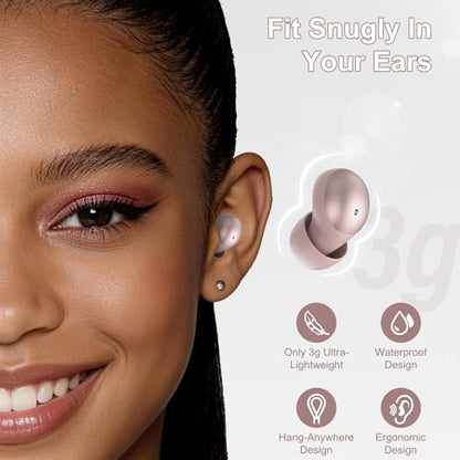 Sleep Earbuds Bluetooth 6.0 in Ear, 2026 New Mini Sleep Headphones with Sleep Monitor and APP, Sleepbuds for Side Sleepers, 48H Playtime Sleep Earphones with Small Earplugs, B-Rose Gold