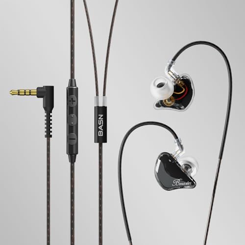 BASN Bmaster 2Pin Triple Drivers in Ear Monitor Headphones (Black) - color: Clear Black