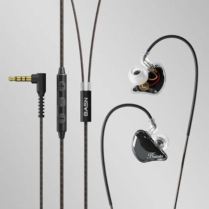 BASN Bmaster 2Pin Triple Drivers in Ear Monitor Headphones (Black) - color: Clear Black