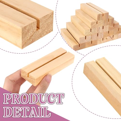 30Pcs 3.9x1.4 Inches Wood Table Number Stands, Wooden Place Card Holders, Acrylic Sign Holders for Wedding, Ceremony, Birthday, Party, Home Decoration, Events (3mm Slots) - size: 30 Pcs- L 3.94"- Slots 3mm