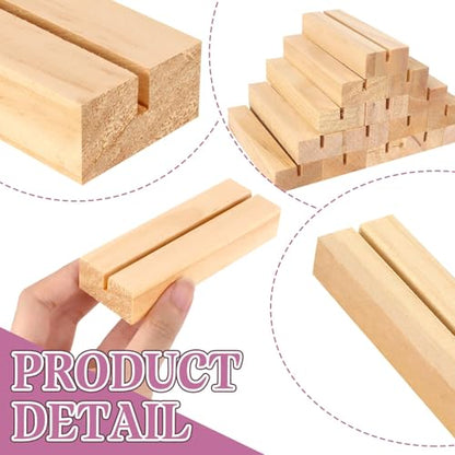 30Pcs 3.9x1.4 Inches Wood Table Number Stands, Wooden Place Card Holders, Acrylic Sign Holders for Wedding, Ceremony, Birthday, Party, Home Decoration, Events (3mm Slots) - size: 30 Pcs- L 3.94"- Slots 3mm