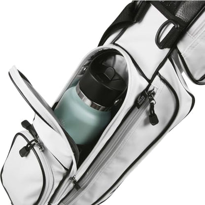 Orlimar Pitch 'N Putt Elite Sunday Golf Bag with Stand | Synthetic Leather, Lightweight, Small, Carry Handle, Rain Hood Cover, For A Few Clubs, Par 3, Driving Range, Men & Women - color: White/Black