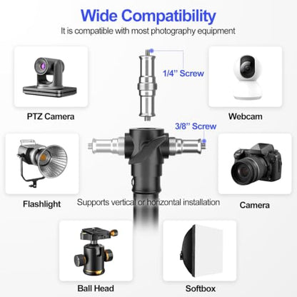 EMART 13ft Heavy Duty Light Stand Photography Tripod for Photography | Air-Cushioned Aluminum Alloy Light Stand with 1/4'' and 3/8'' Screw, Compatibility for Sports Games/Wedding Recording - size: 13FT