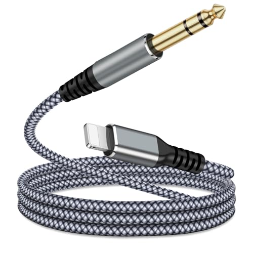 [MFi Certified] Lightning to 1/4 inch Audio TRS Stereo Cable, 4FT Lightning to 6.35mm inch Adapter, Compatible with i-Pad, i-Phone 14/13/12/Pro, for Amplifier,Speaker,Mixer[NOT for Recording] - size: 4FT